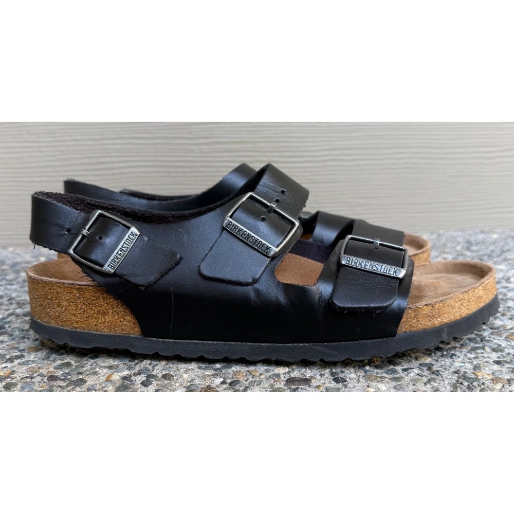 Birkenstock Milano Black Leather Slingback Sandals Mens 9/42 Women 11